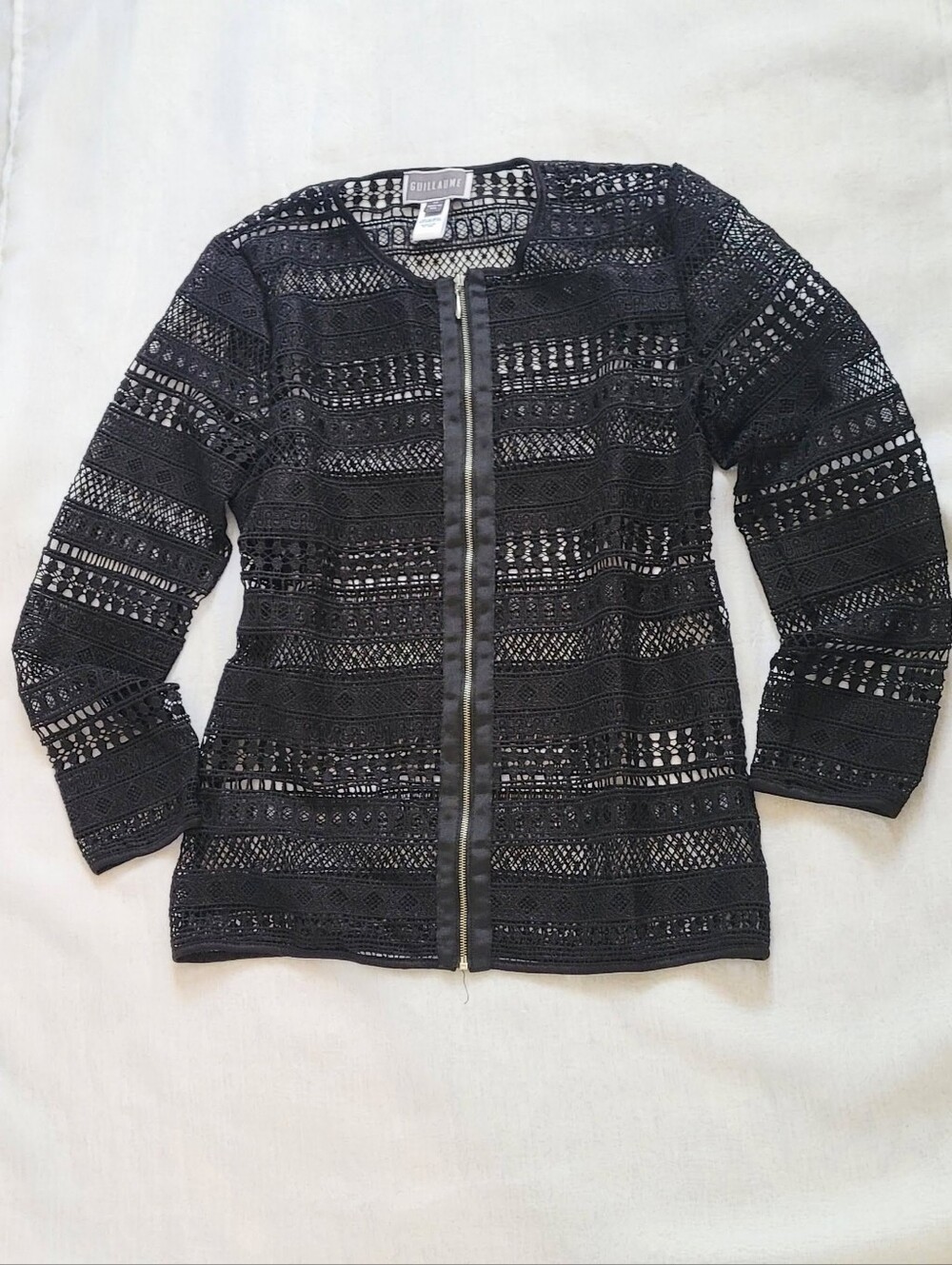 NWOT! Fall Crochet Knit Sheer Women's  Y2k Lightweight Black Sweater Jacket XS